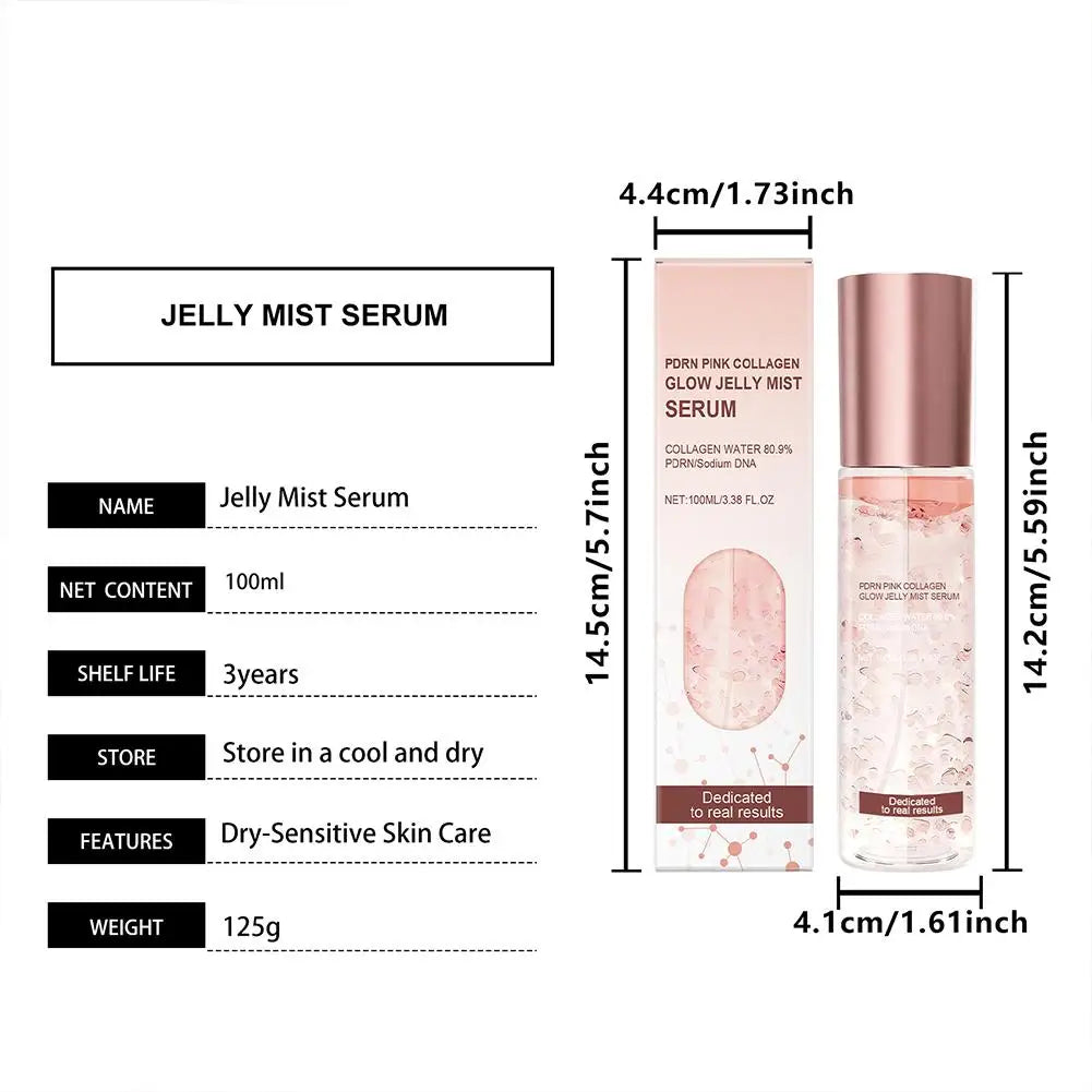 PRDN Pink Collagen Glow Jelly Mist, Kojic Acid Turmeric Vita Facial Serum, Hydrating, Brightening & Long-Lasting Glow, Makeup