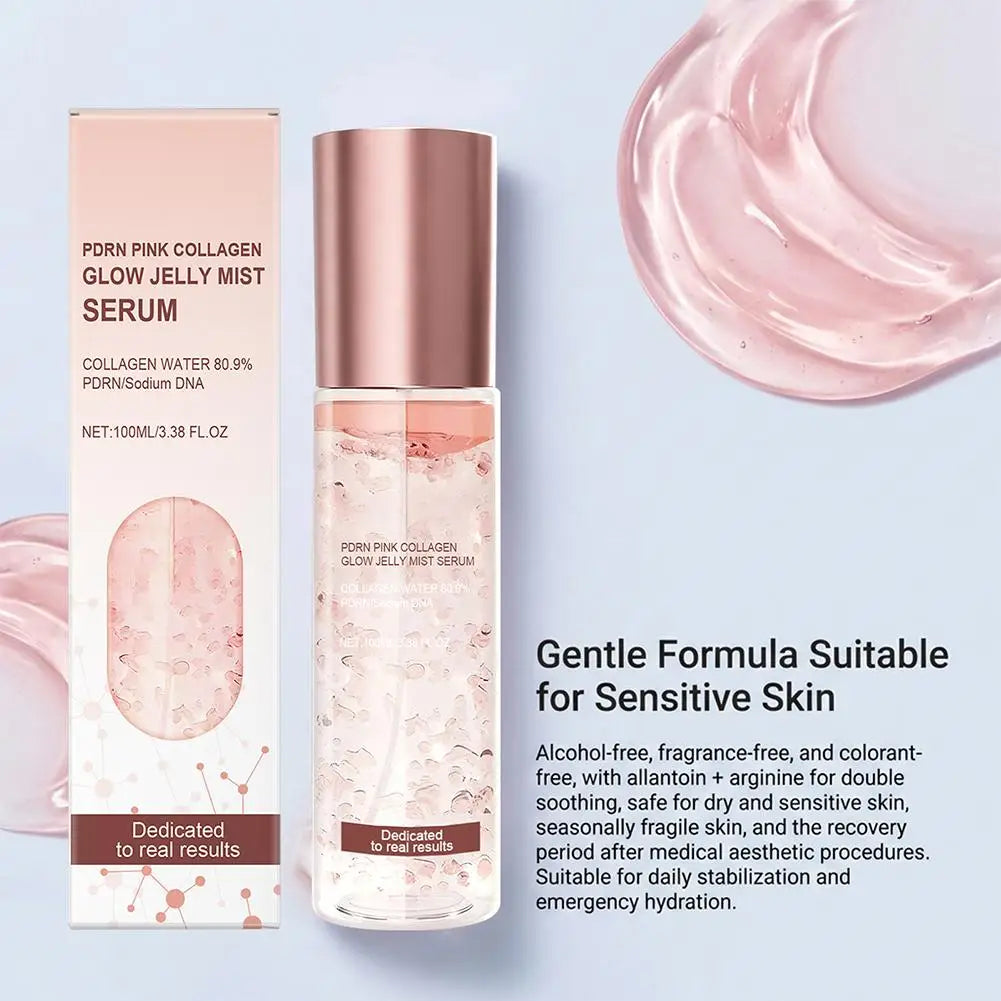 PRDN Pink Collagen Glow Jelly Mist, Kojic Acid Turmeric Vita Facial Serum, Hydrating, Brightening & Long-Lasting Glow, Makeup