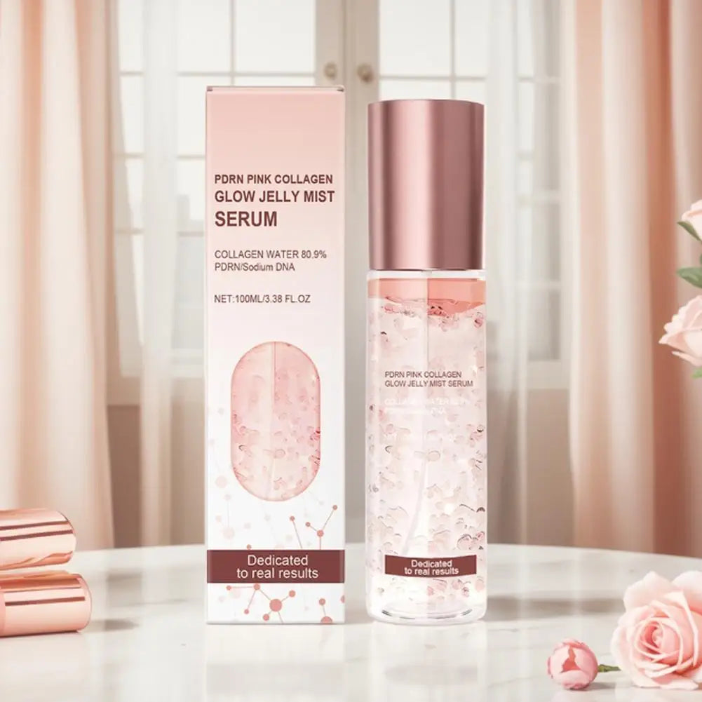 PRDN Pink Collagen Glow Jelly Mist, Kojic Acid Turmeric Vita Facial Serum, Hydrating, Brightening & Long-Lasting Glow, Makeup