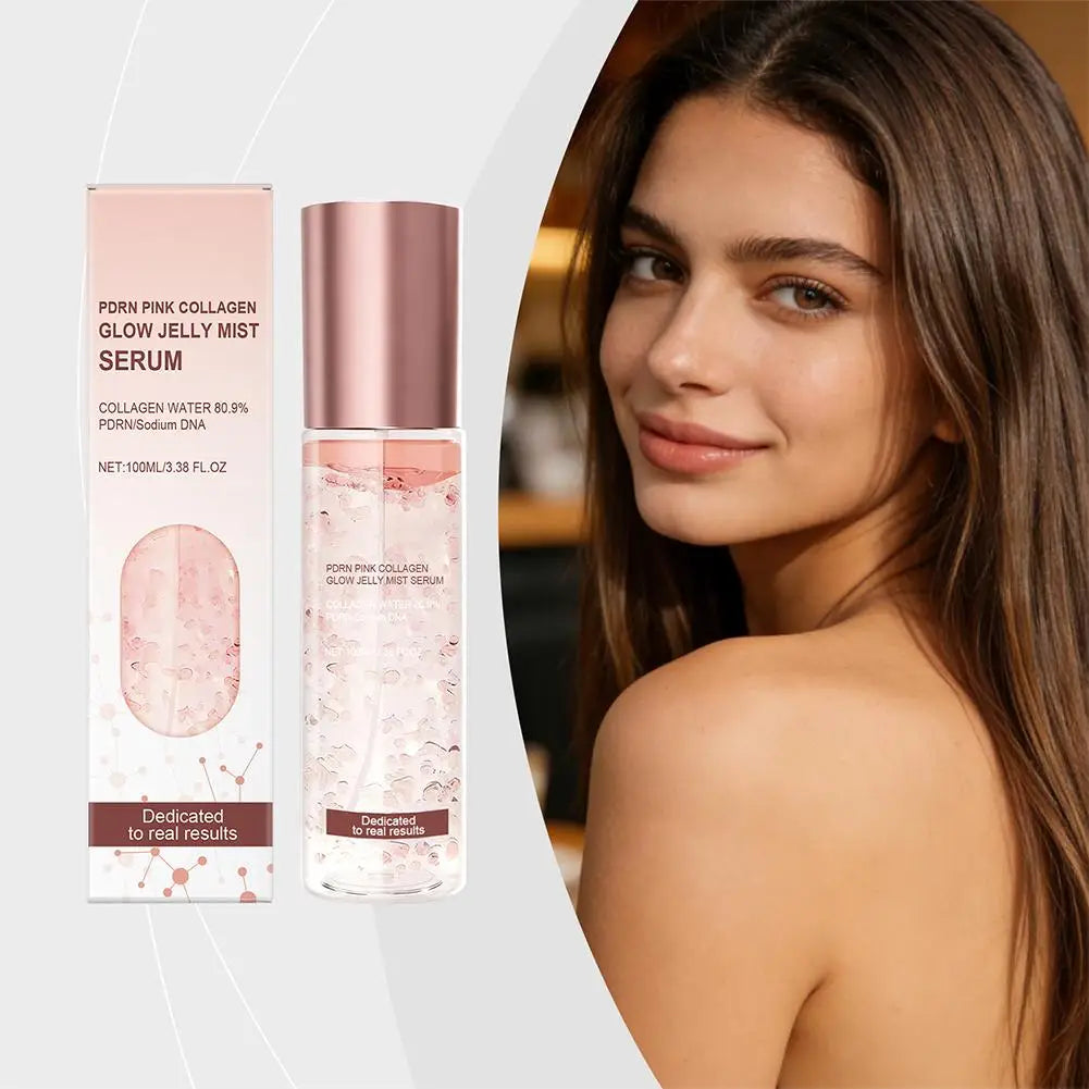 PRDN Pink Collagen Glow Jelly Mist, Kojic Acid Turmeric Vita Facial Serum, Hydrating, Brightening & Long-Lasting Glow, Makeup