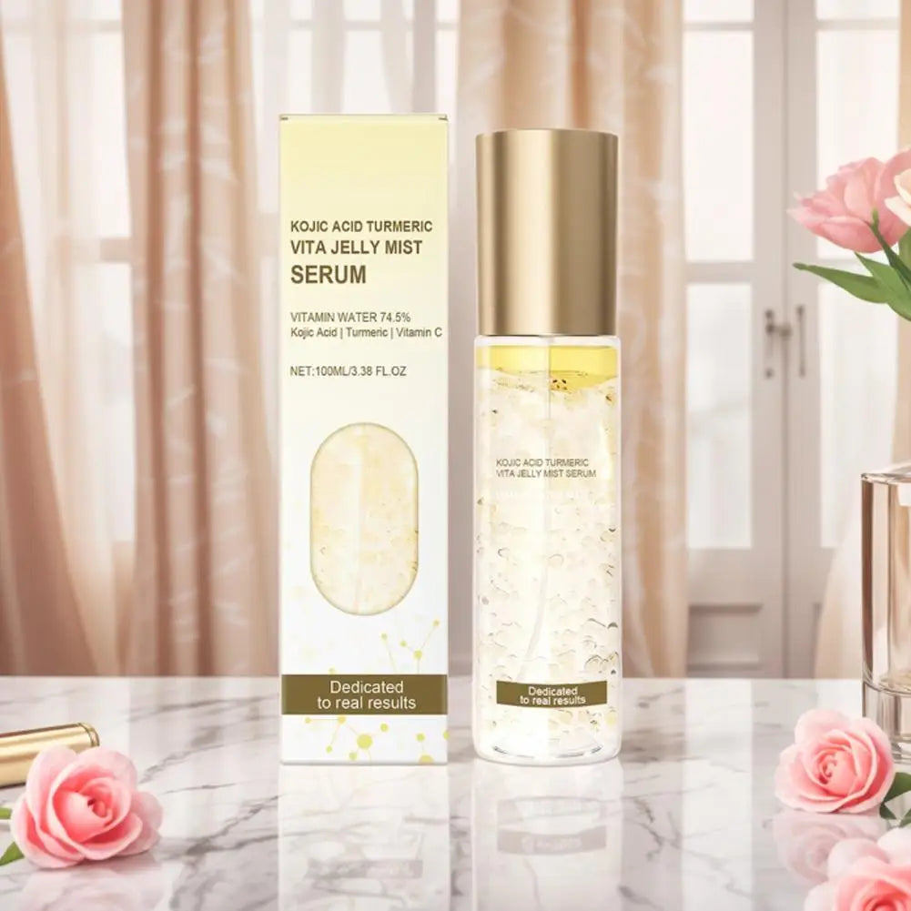 PRDN Pink Collagen Glow Jelly Mist, Kojic Acid Turmeric Vita Facial Serum, Hydrating, Brightening & Long-Lasting Glow, Makeup