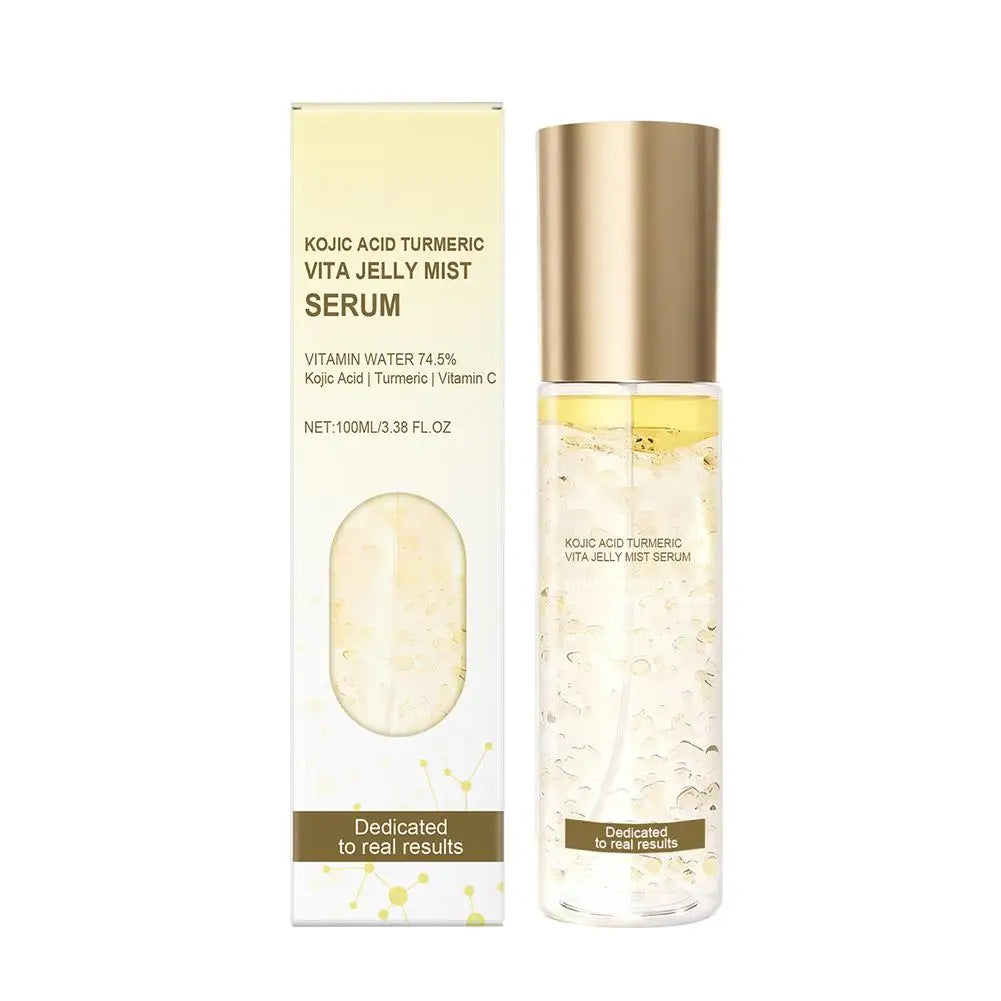 PRDN Pink Collagen Glow Jelly Mist, Kojic Acid Turmeric Vita Facial Serum, Hydrating, Brightening & Long-Lasting Glow, Makeup